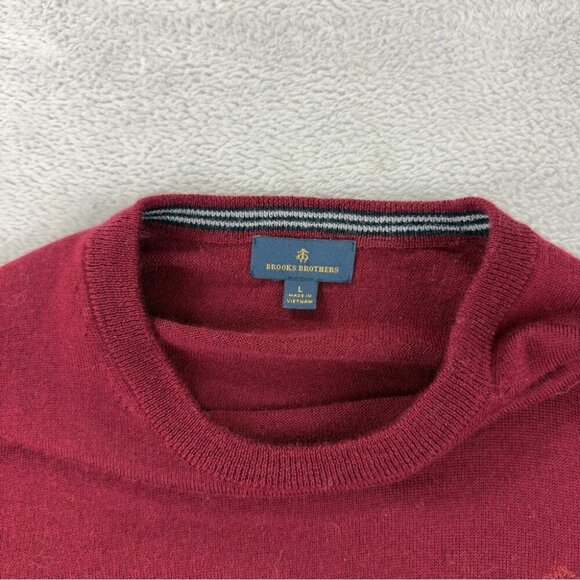 Brooks Brothers Men's Size Large 100% Merino Wool Red Sweater Made in Vietnam - Picture 4 of 10